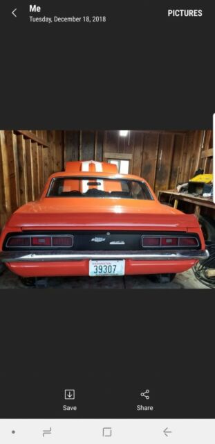 1969 Orange Chevrolet Camaro Coupe