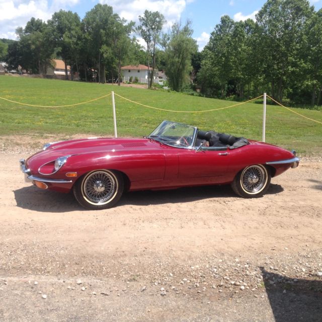 1969 Burgundy Jaguar E-Type Roadster