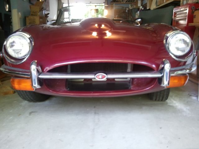1969 Burgundy Jaguar E-Type Roadster