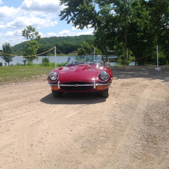 1969 Burgundy Jaguar E-Type Roadster