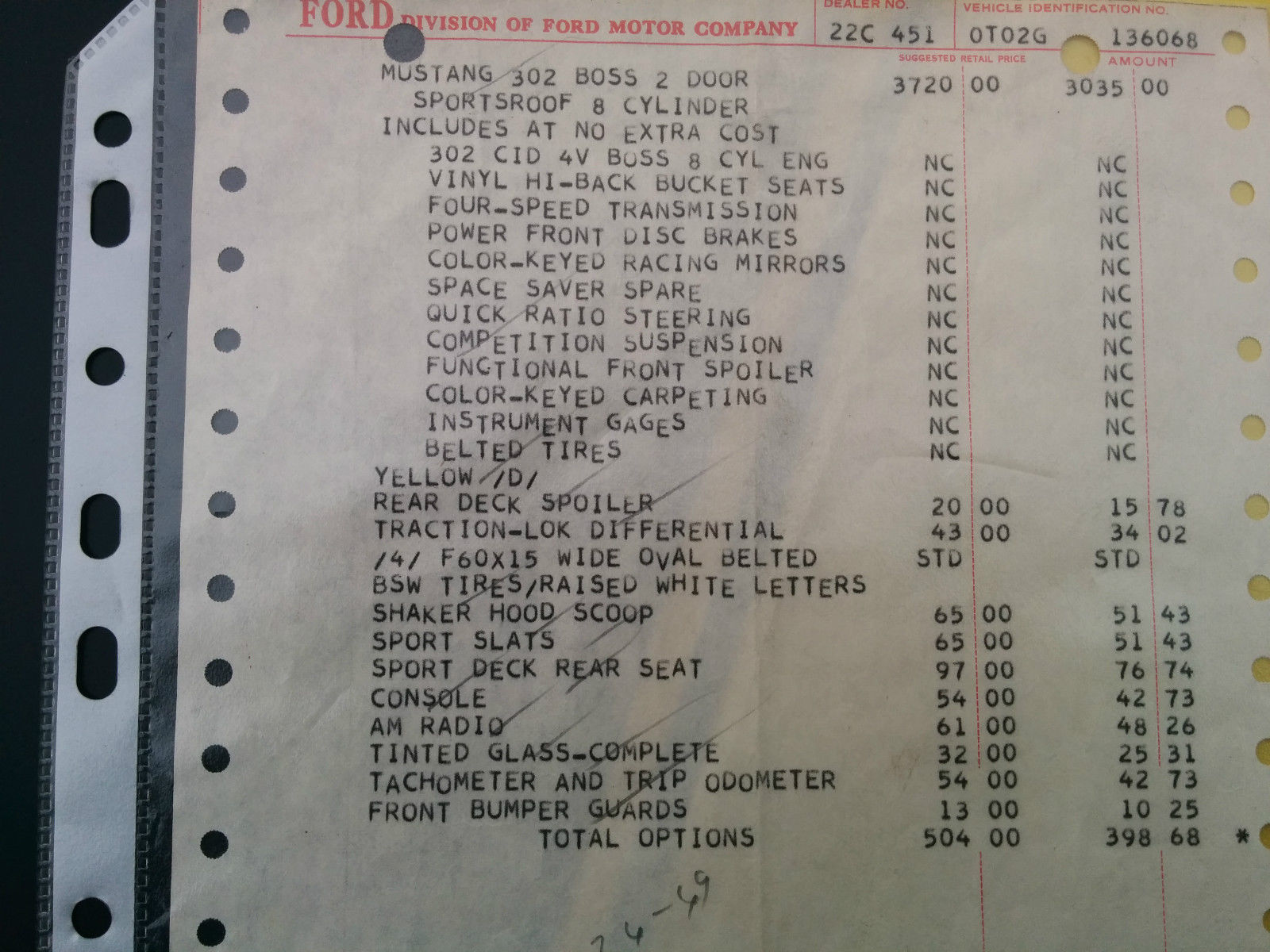 1970 Yellow Ford Mustang sportroof