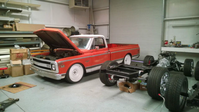 1970 orange/white Chevrolet C-10 Standard Cab Pickup