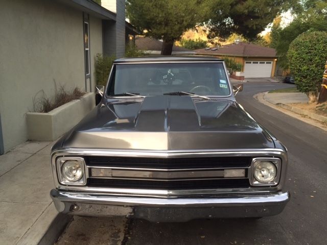 1970 metalic silver and grey Chevrolet C-10 Standard Cab Pickup