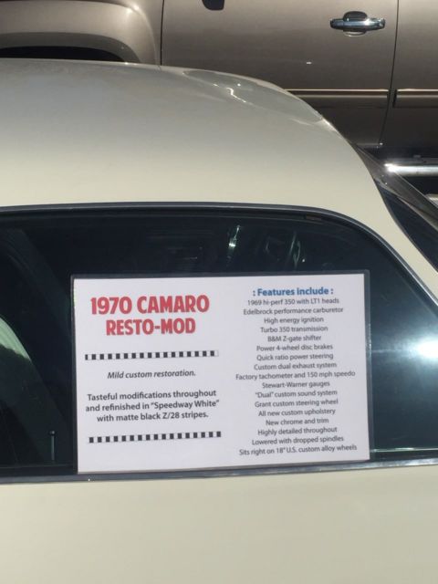 1970 White Chevrolet Camaro 2 door coupe