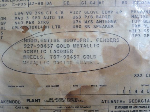 1970 SC TRI LIGHT GOLD Chevrolet Chevelle Coupe