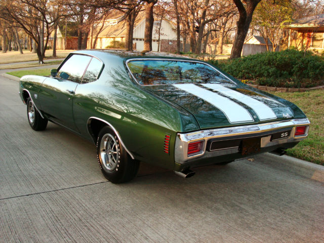 1970 Dark Green Metalic with White Stripes Chevrolet Chevelle Coupe