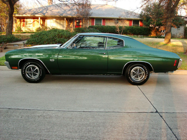 1970 Dark Green Metalic with White Stripes Chevrolet Chevelle Coupe