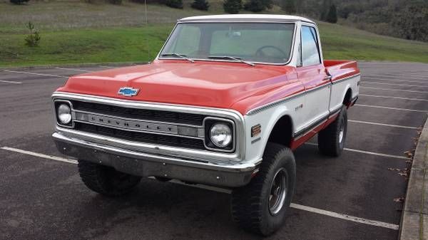 1970 Red and White Chevrolet C-10
