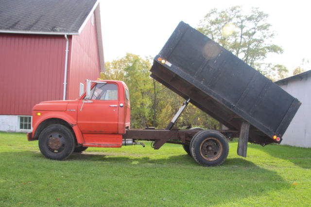 1970 Red Chevrolet C-10 Hydraulic Dump w/7'10" x 12'5" stake deck & 42" grain box