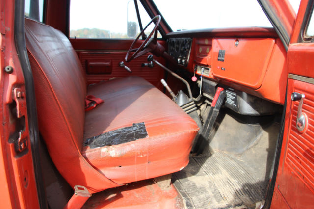 1970 Red Chevrolet C-10 Hydraulic Dump w/7'10" x 12'5" stake deck & 42" grain box