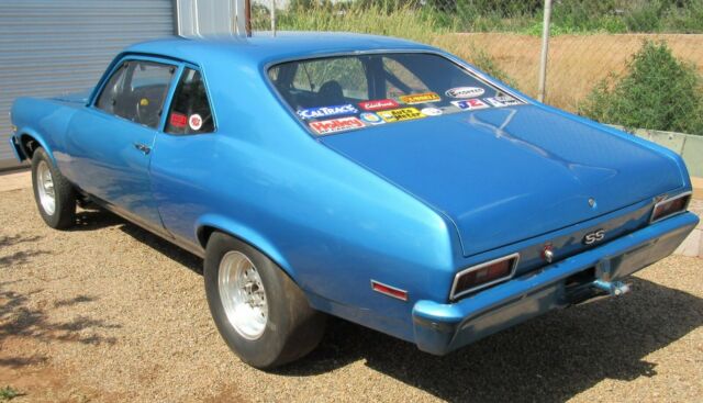 1970 Blue Chevrolet Nova 2-DR.