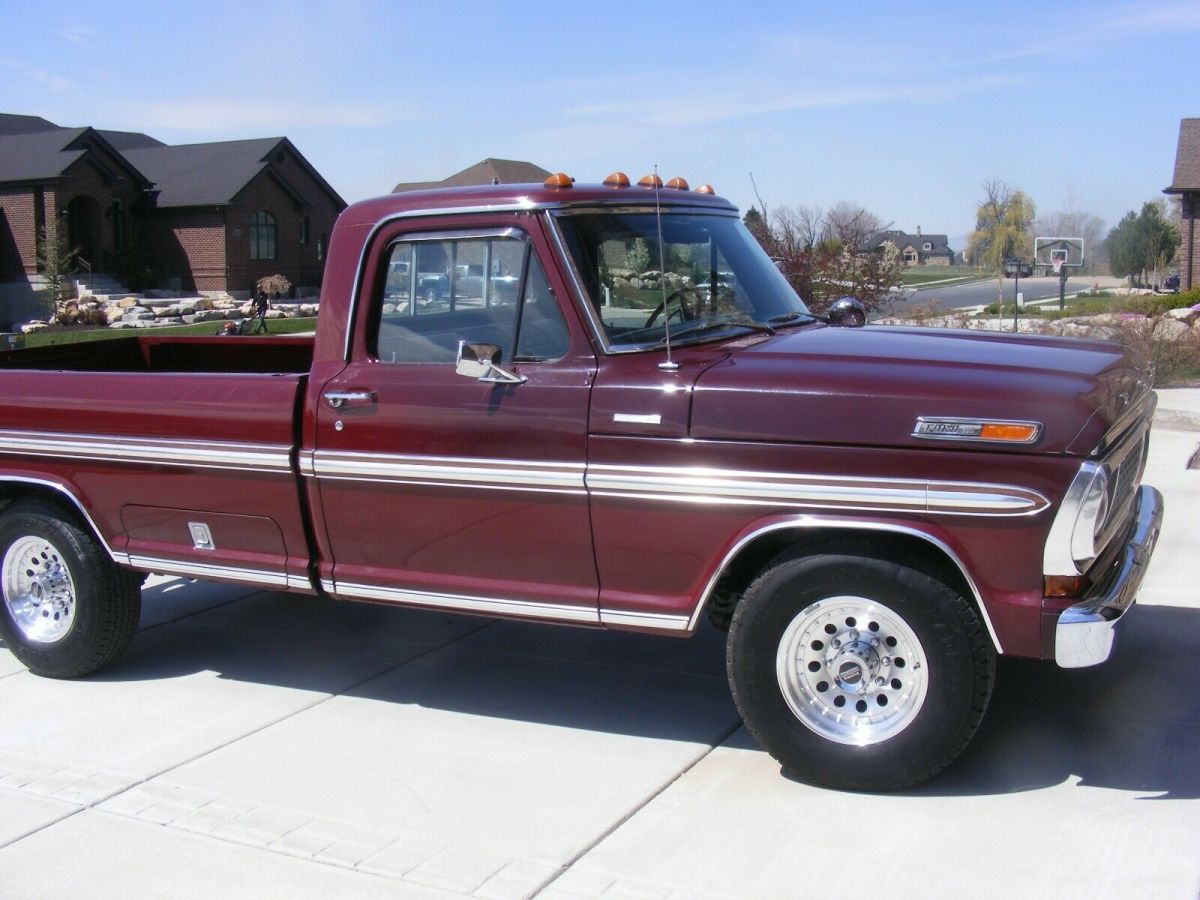1970 maroon Ford F-250 Cab & Chassis