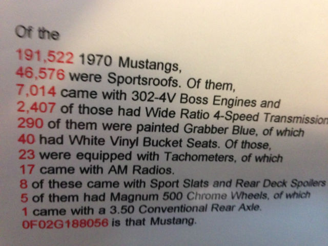 1970 GRABBER BLUE Ford Mustang Coupe