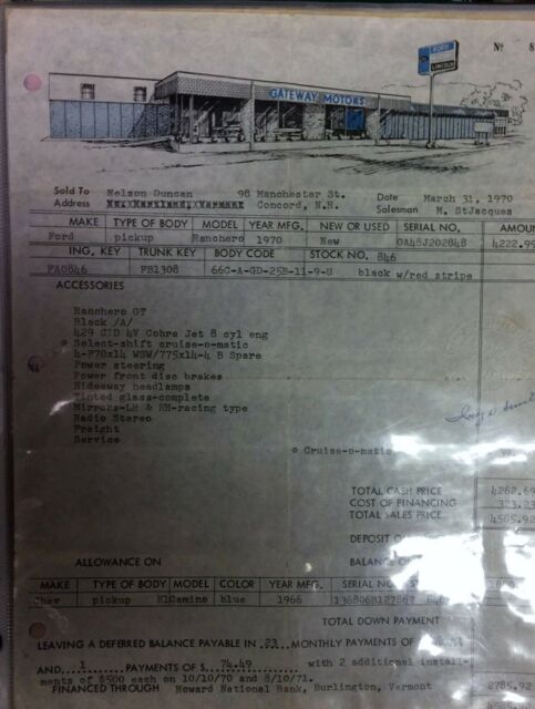 1970 Black Ford Ranchero Standard Cab Pickup