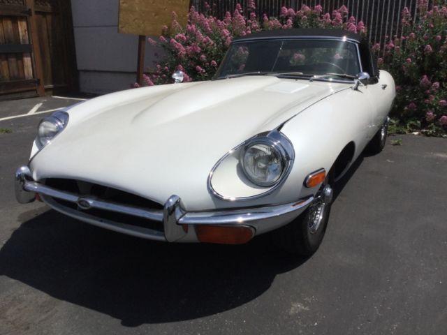 1970 White Jaguar E-Type Convertible