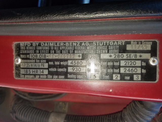 1970 Red Mercedes-Benz 200-Series