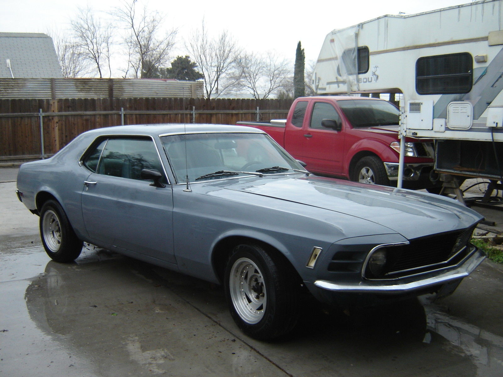 1970 primer gray Ford Mustang