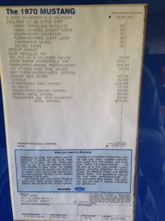 1970 Medium bright blue metallic Ford Mustang Convertible