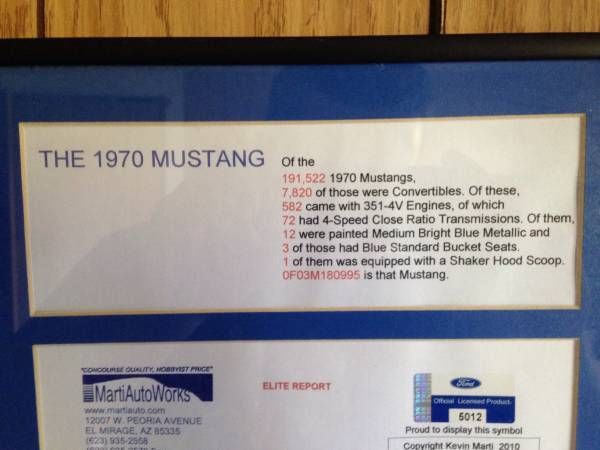 1970 Medium bright blue metallic Ford Mustang Convertible