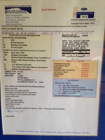 1970 Medium bright blue metallic Ford Mustang Convertible