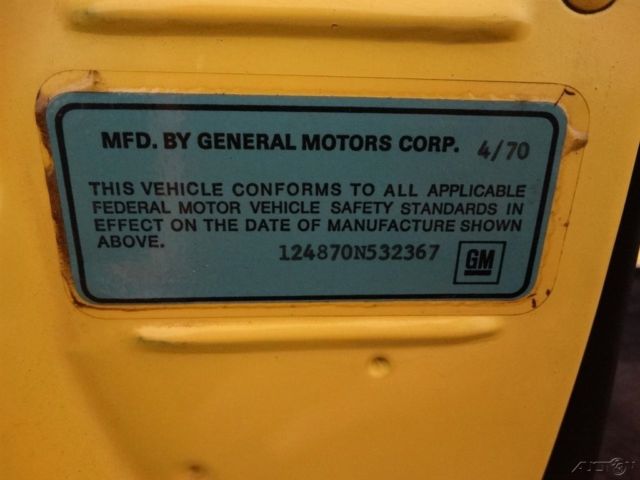 1970 Yellow Chevrolet Camaro