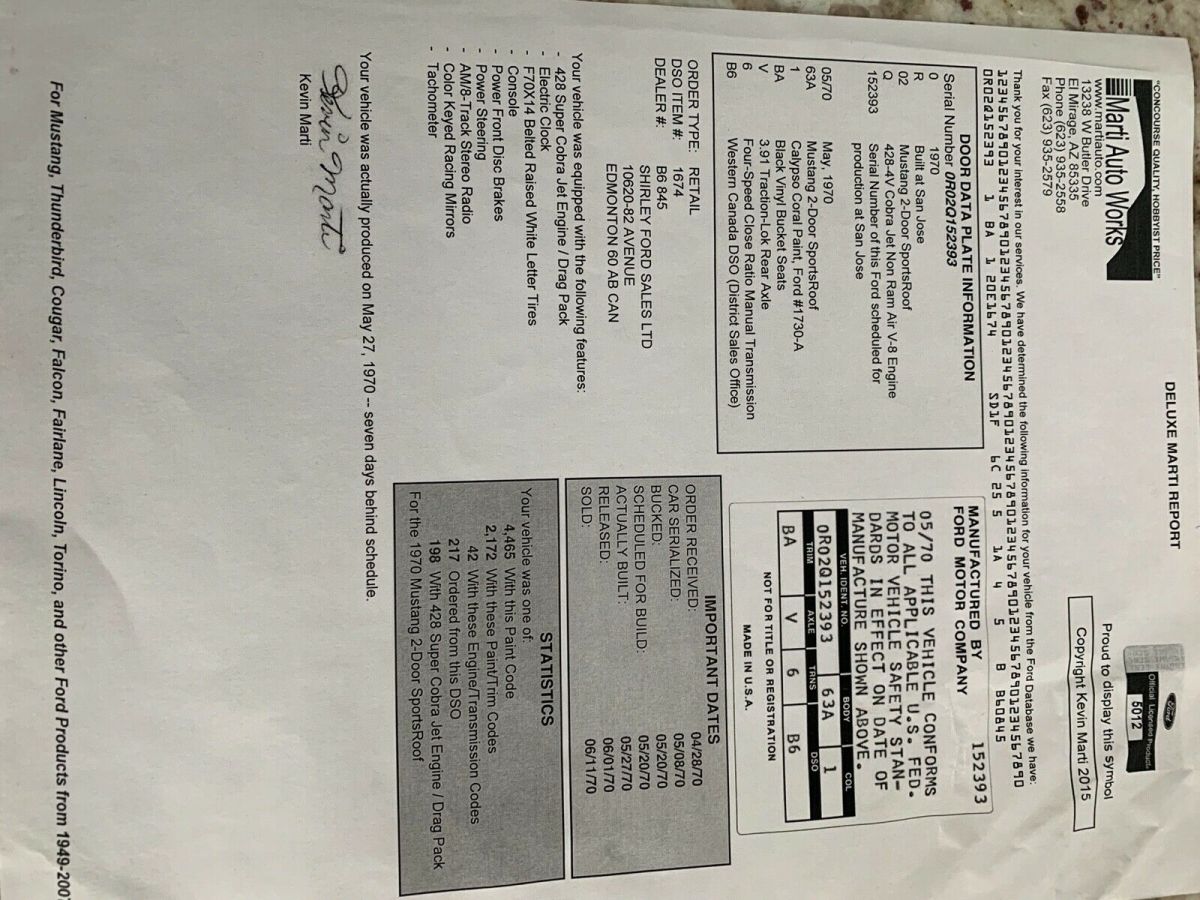 1970 Orange Ford Mustang Fastback