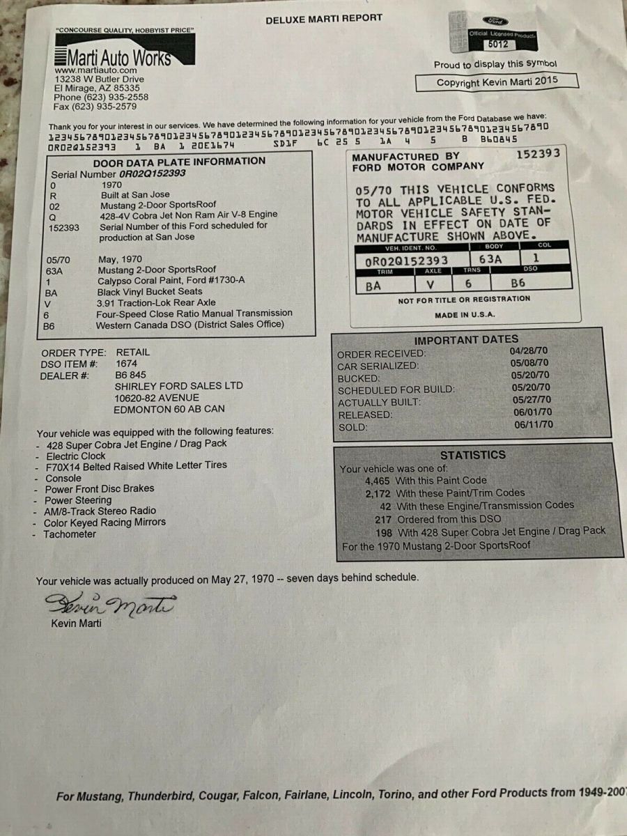 1970 Orange Ford Mustang Fastback