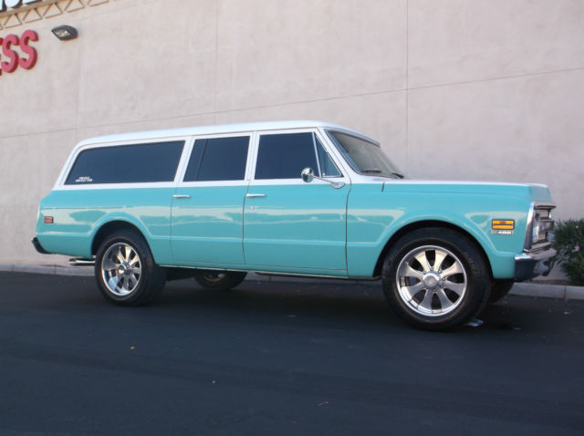 1970 teal/white Chevrolet Suburban