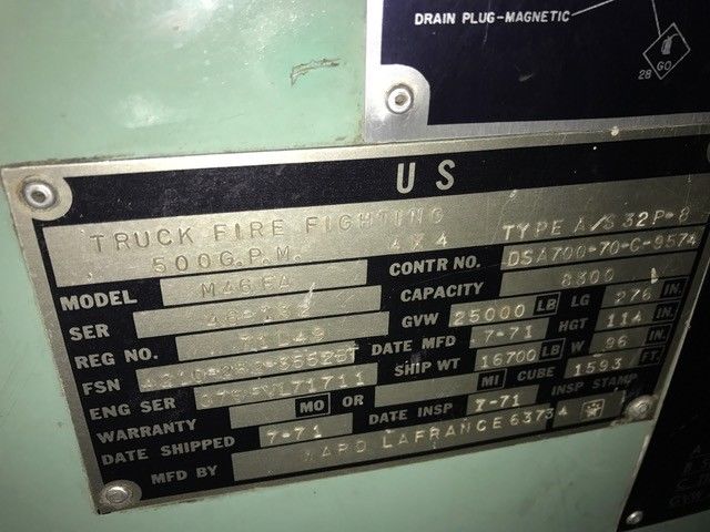 1971 Green Ford 4WD cabover fire truck