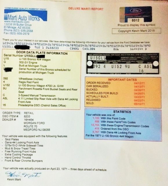 1971 Blue Ford Bronco Wagon