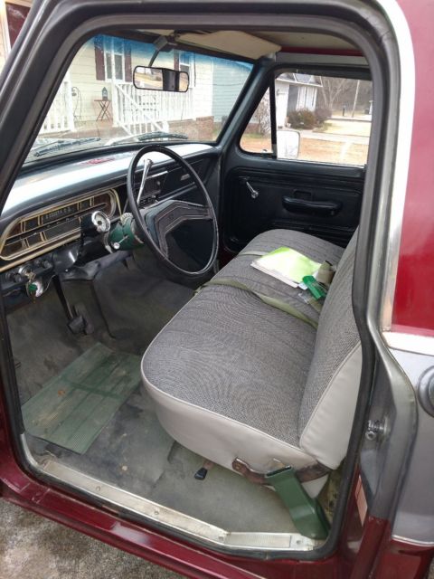 1971 Burgundy Ford F-250 Standard Cab Pickup