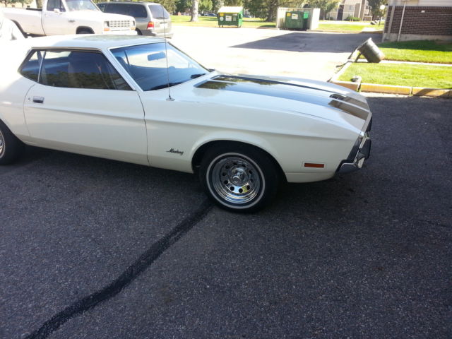 1971 Light tan or brown with racing strips on hood&trun Ford Mustang