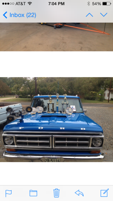 1971 Blue Ford F-100 Standard Cab Pickup