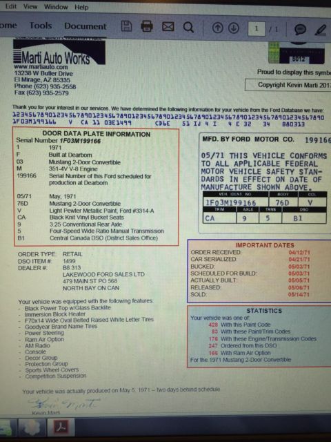 1971 Silver Ford Mustang Convertible