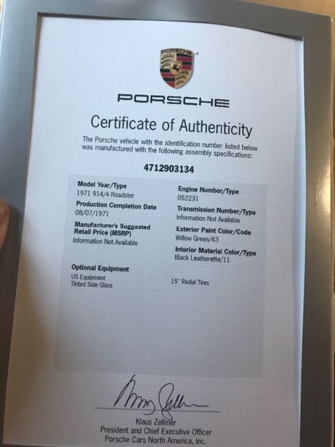 1971 Green Porsche 914 Convertible