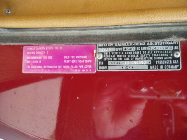 1972 Burgundy Mercedes-Benz SL-Class Convertible