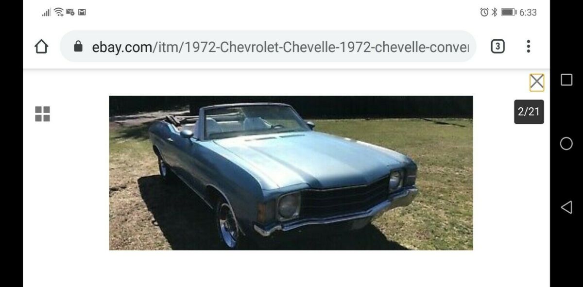 1972 Blue Chevrolet Chevelle Convertible