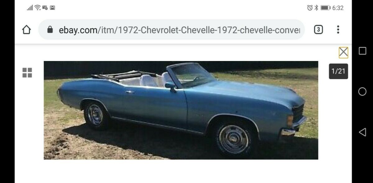 1972 Blue Chevrolet Chevelle Convertible