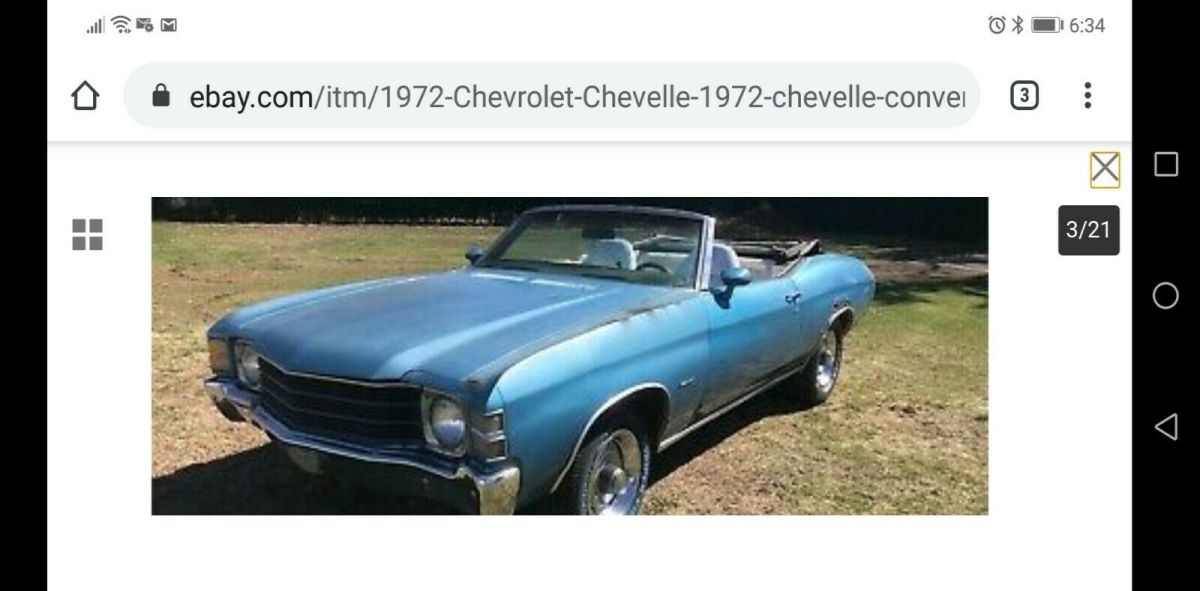 1972 Blue Chevrolet Chevelle Convertible