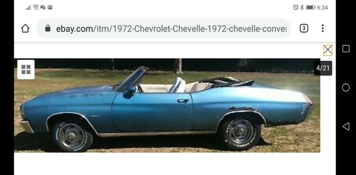 1972 Blue Chevrolet Chevelle Convertible