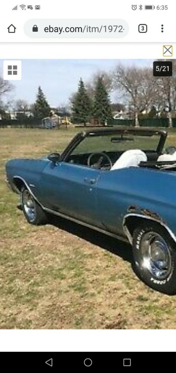 1972 Blue Chevrolet Chevelle Convertible