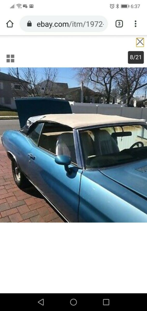 1972 Blue Chevrolet Chevelle Convertible