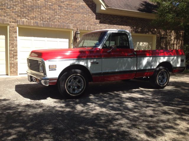 1972 Red and White Chevrolet C-10 Standard Cab Pickup