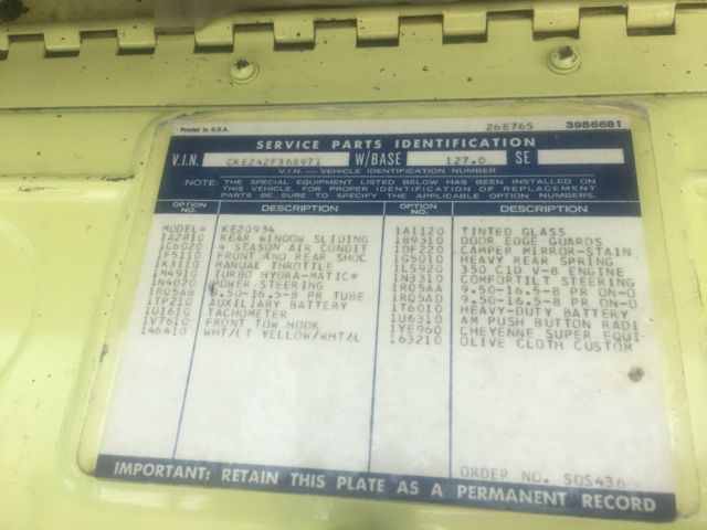 1972 White/Yellow Chevrolet Cheyenne Standard Cab Pickup