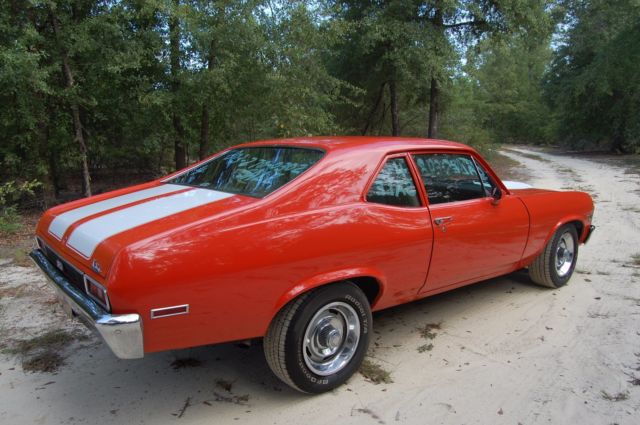 1972 Hugger orange w/ White Strips Chevrolet Nova 2 door hardtop
