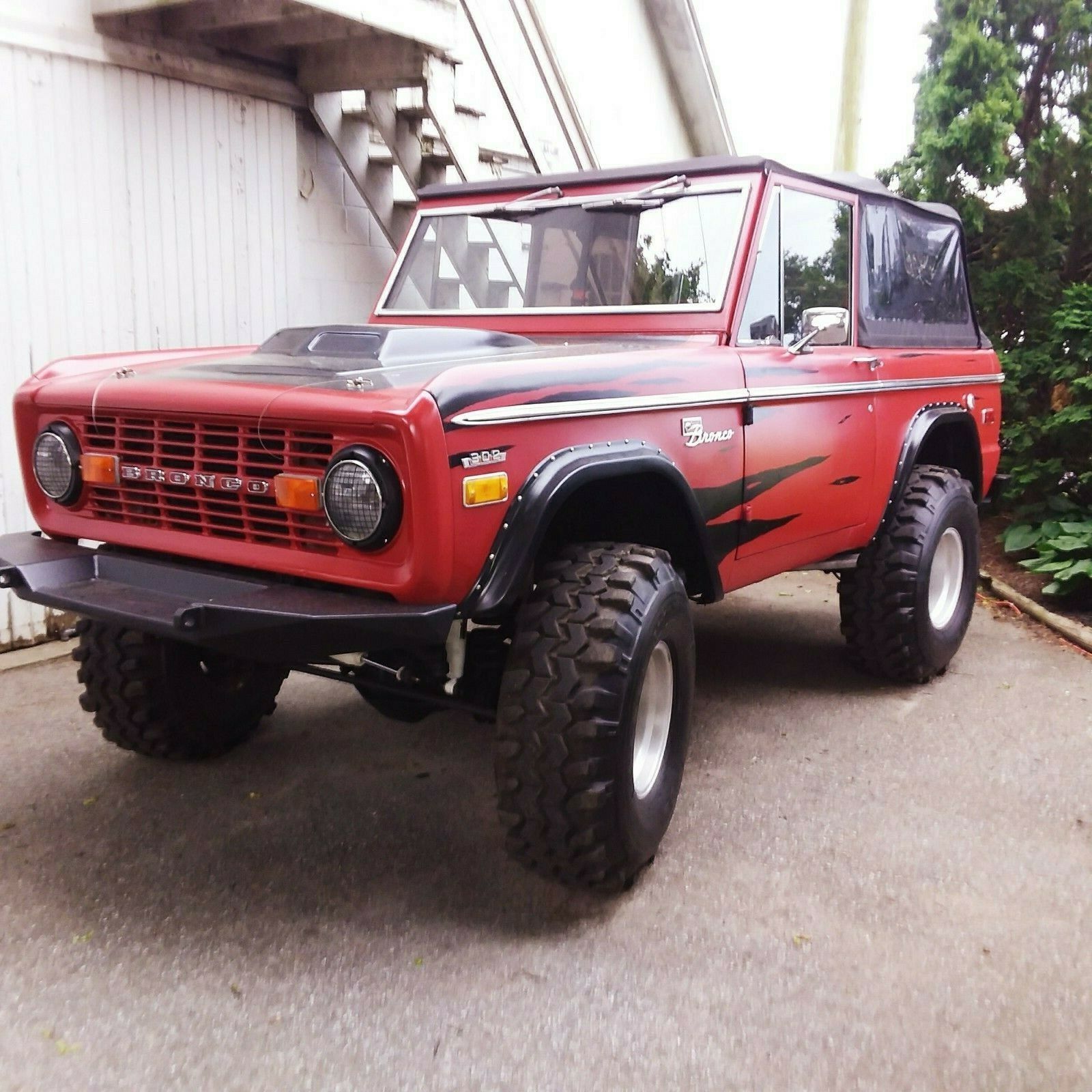1972 Red Ford Bronco Half Cab / Convertible