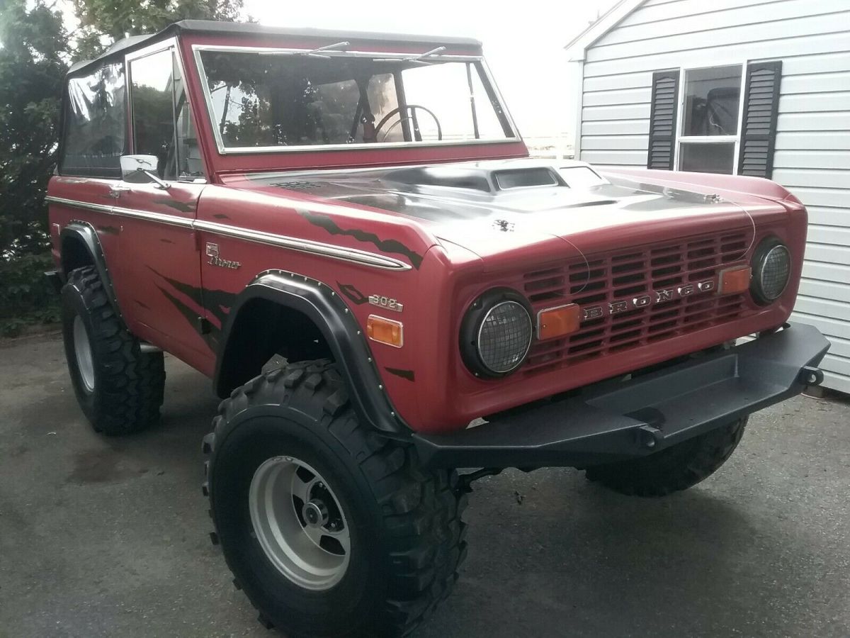 1972 Red Ford Bronco Half Cab / Convertible