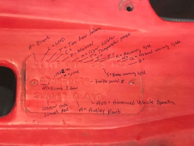 1972 Sunset Red Ford Escort Saloon