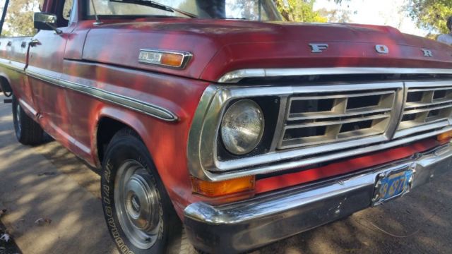 1972 Red Ford F-100 Standard Cab Pickup