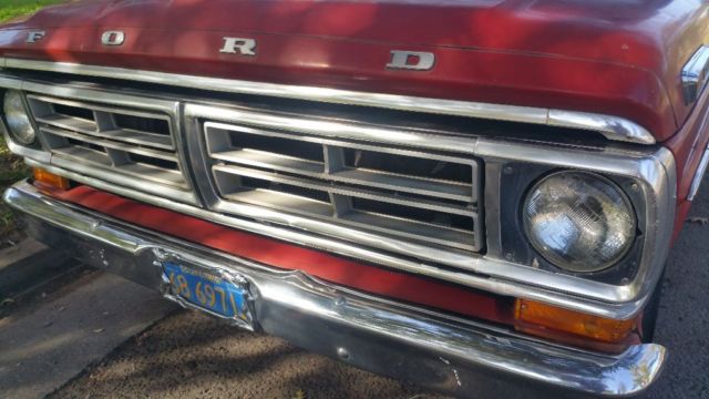 1972 Red Ford F-100 Standard Cab Pickup